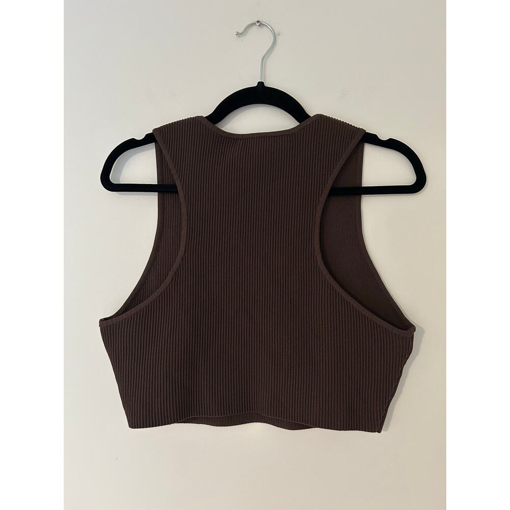 NWT Aritzia Babaton XL Sculpt Knit Tank Top Racer back Rich Mocha Brown Ribbed - Picture 5 of 6
